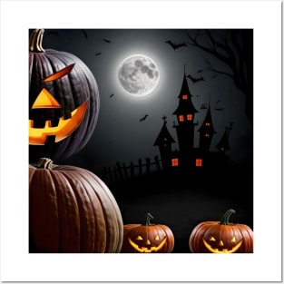 Halloween Pumpkin & Castle Study Posters and Art